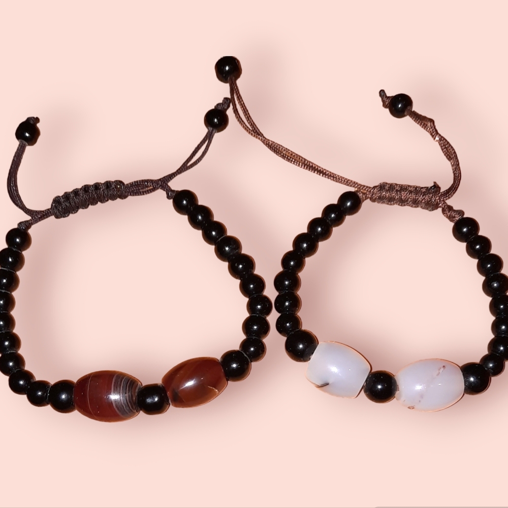 Pick one agate Gemstone beaded bohemian bracelet adjustable boho